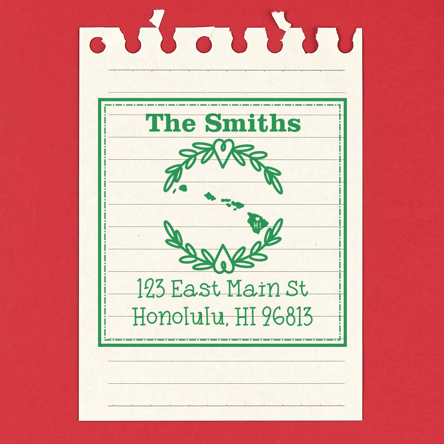 PSI Pre-Inked Hawaii State Wreath Custom-Made Address Return Rubber Stamp