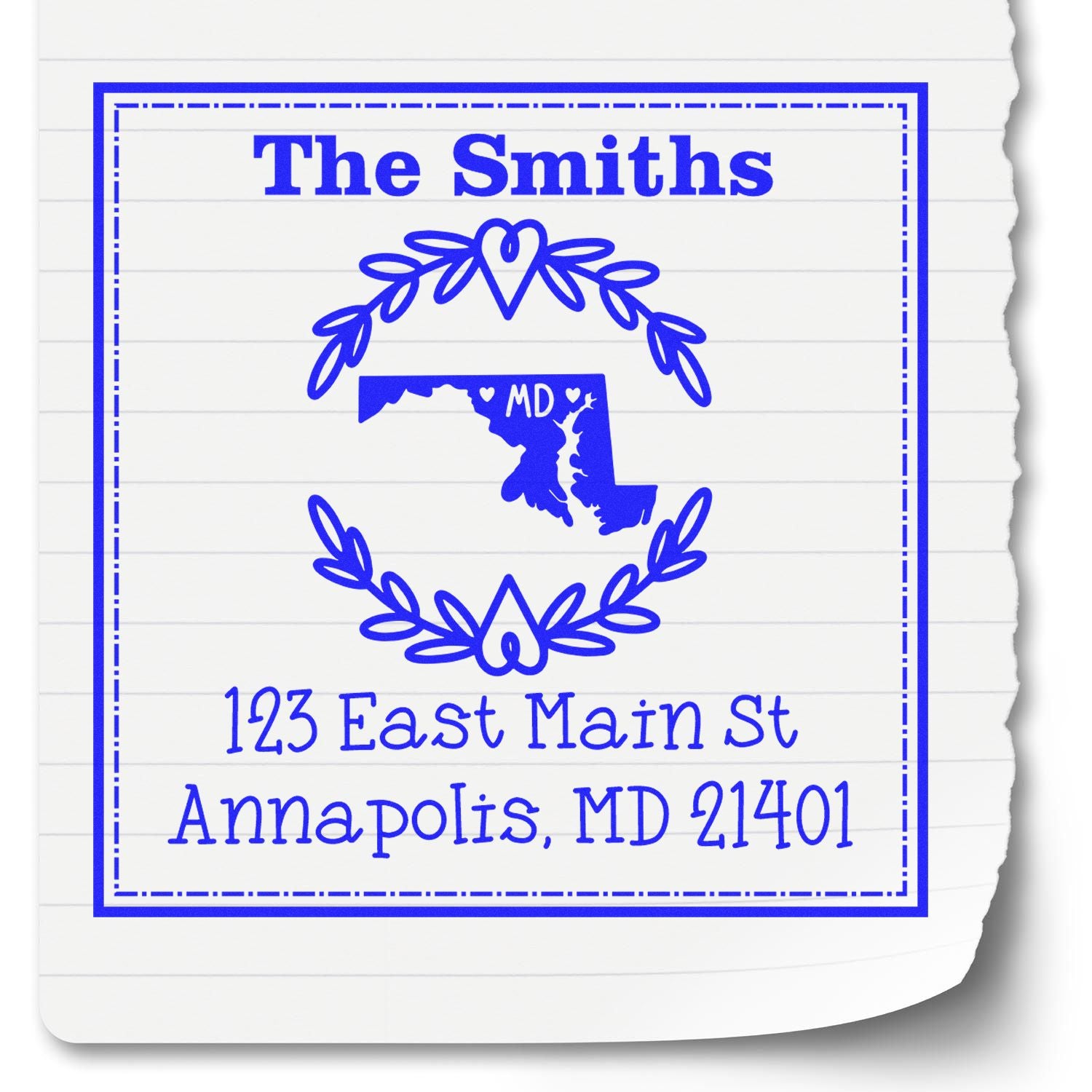 PSI Pre-Inked Maryland State Wreath Custom-Made New Address Rubber Stamp