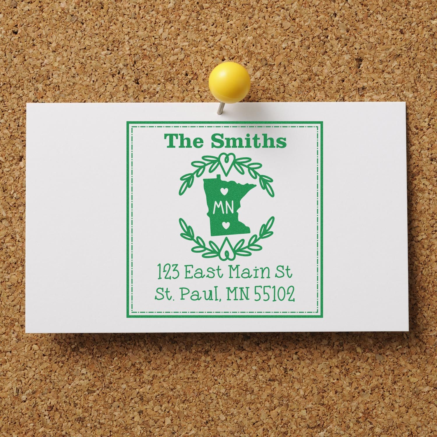 PSI Pre-Inked Minnesota State Wreath Custom-Made Home Address for Envelopes Rubber Stamp