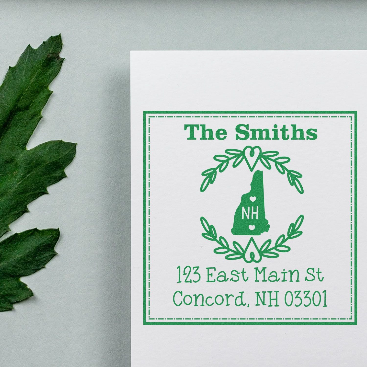 PSI Pre-Inked New Hampshire State Wreath Personalized Address Rubber Stamp