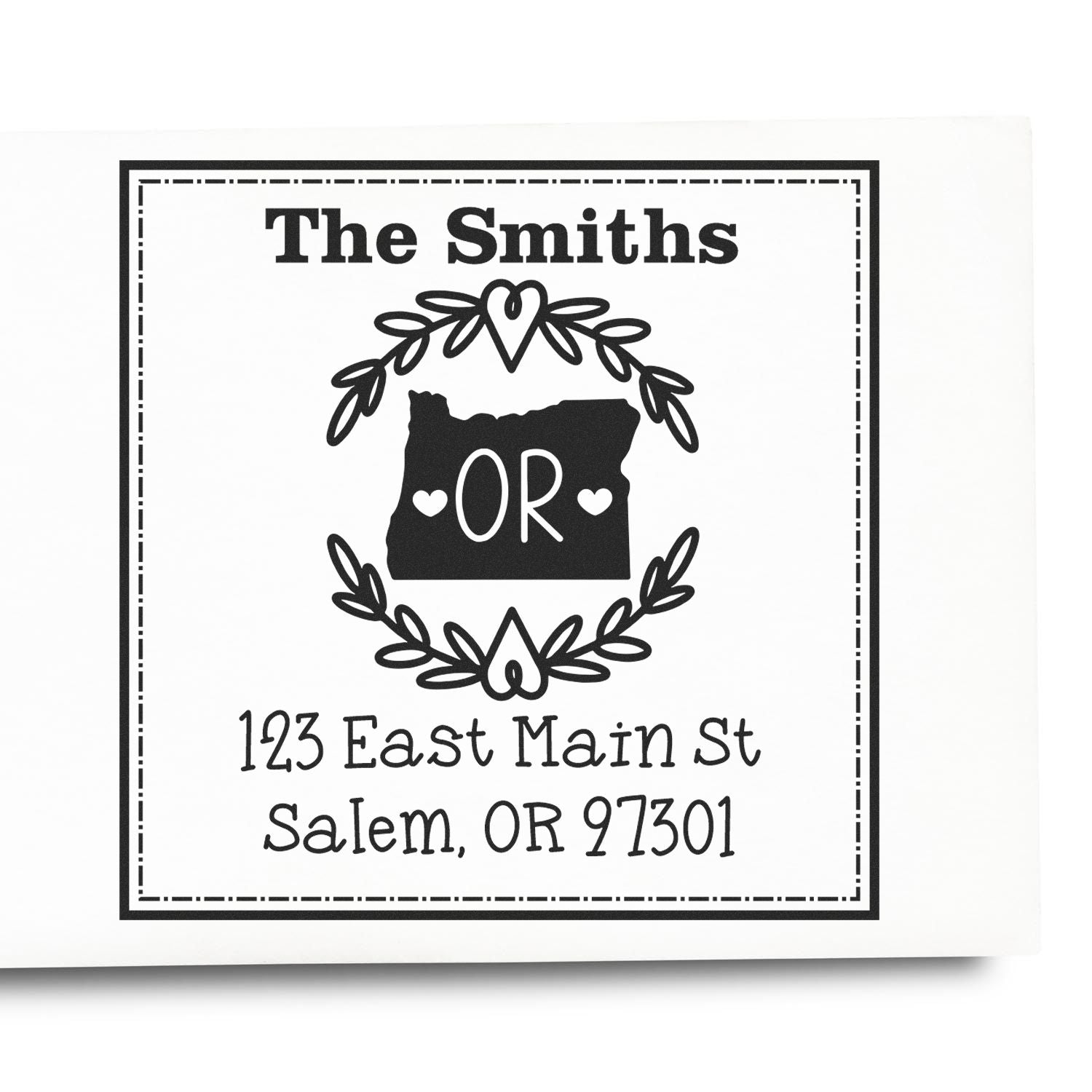 Wood Handle Oregon State Wreath Custom-Made Home Address for Envelopes Stamp