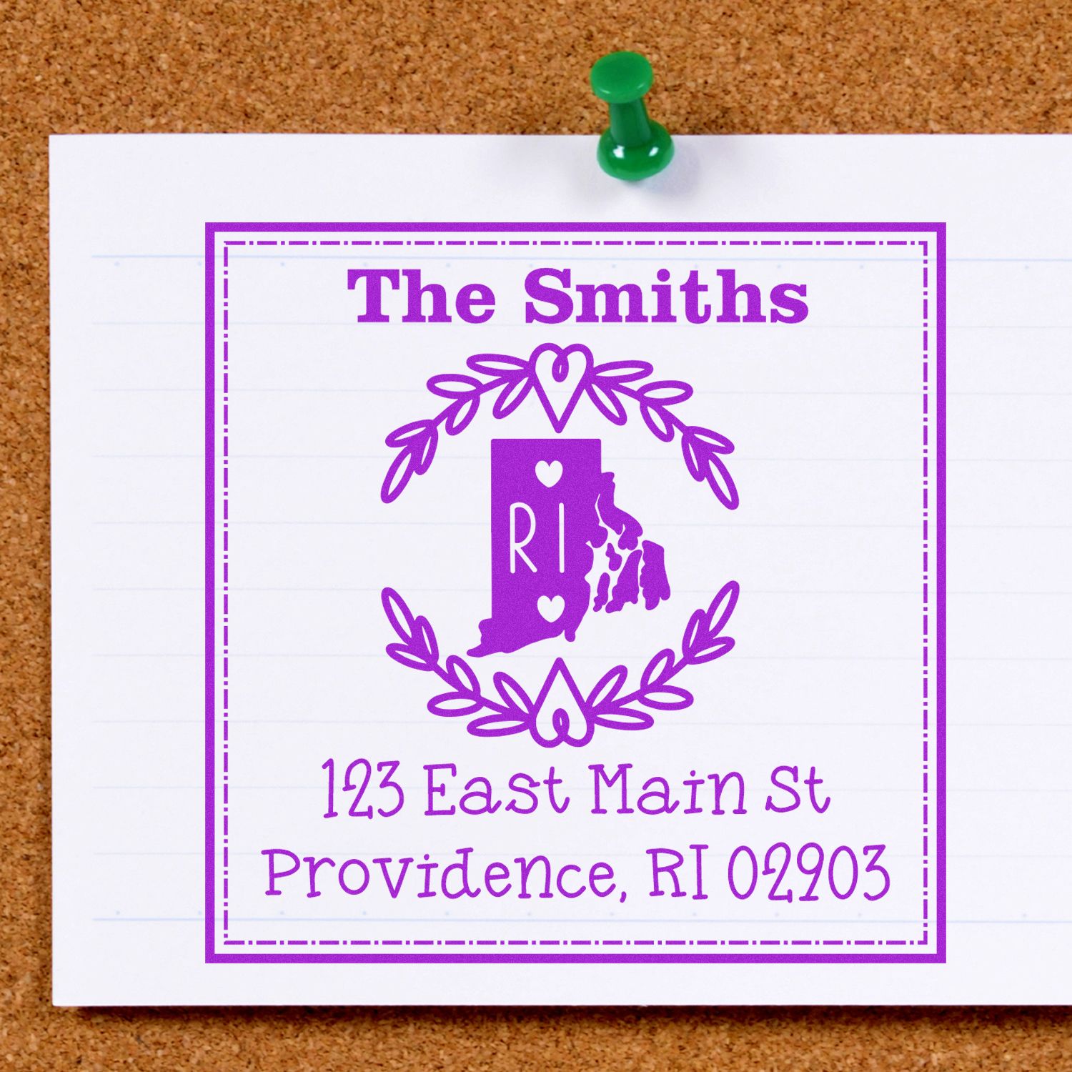 Self-Inking Rhode Island State Wreath Personalized Return Address Stamper