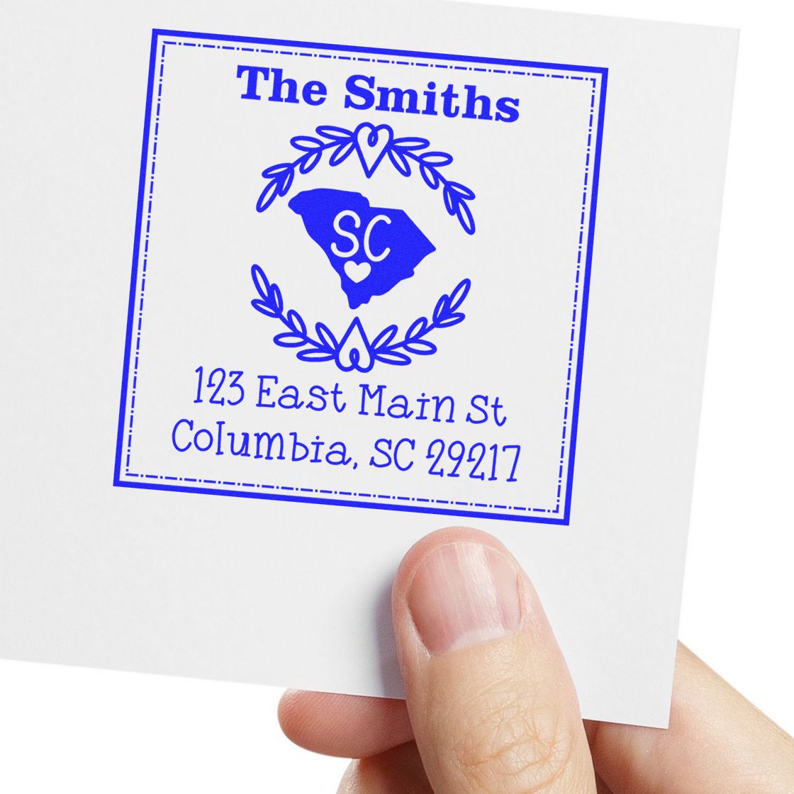 Slim South Carolina State Wreath Personalized Address Return Stamp