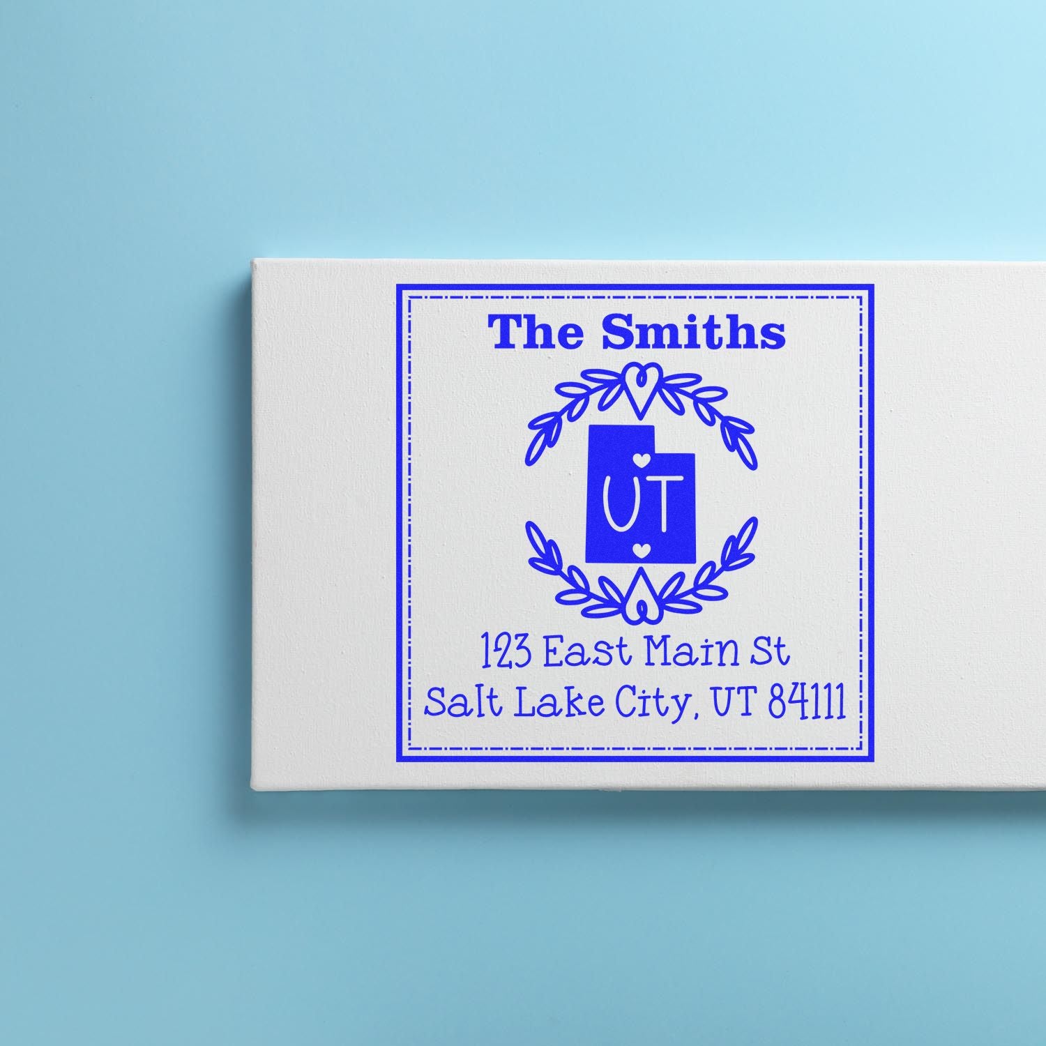 Slim Utah State Wreath Personalized Mailing Address Stamper