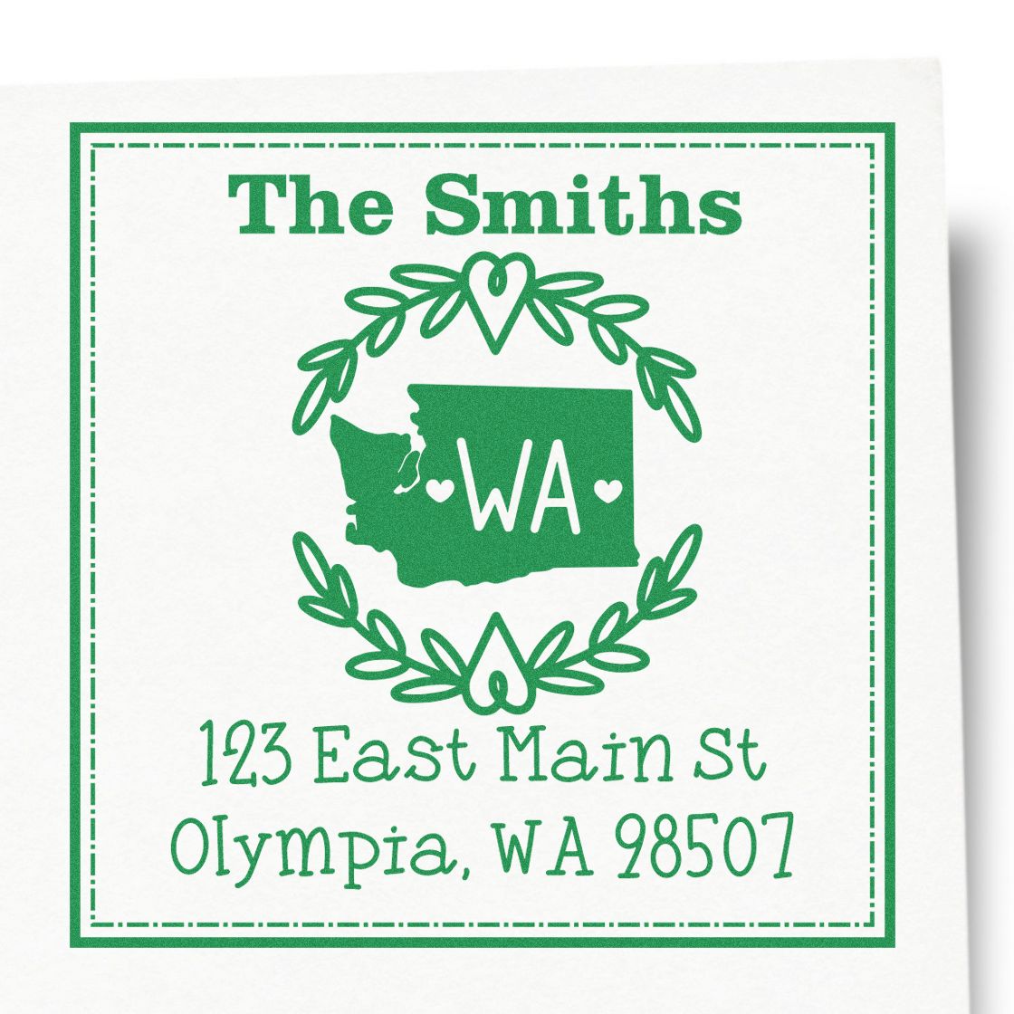 Self-Inking Washington State Wreath Personalized Mail Stamp