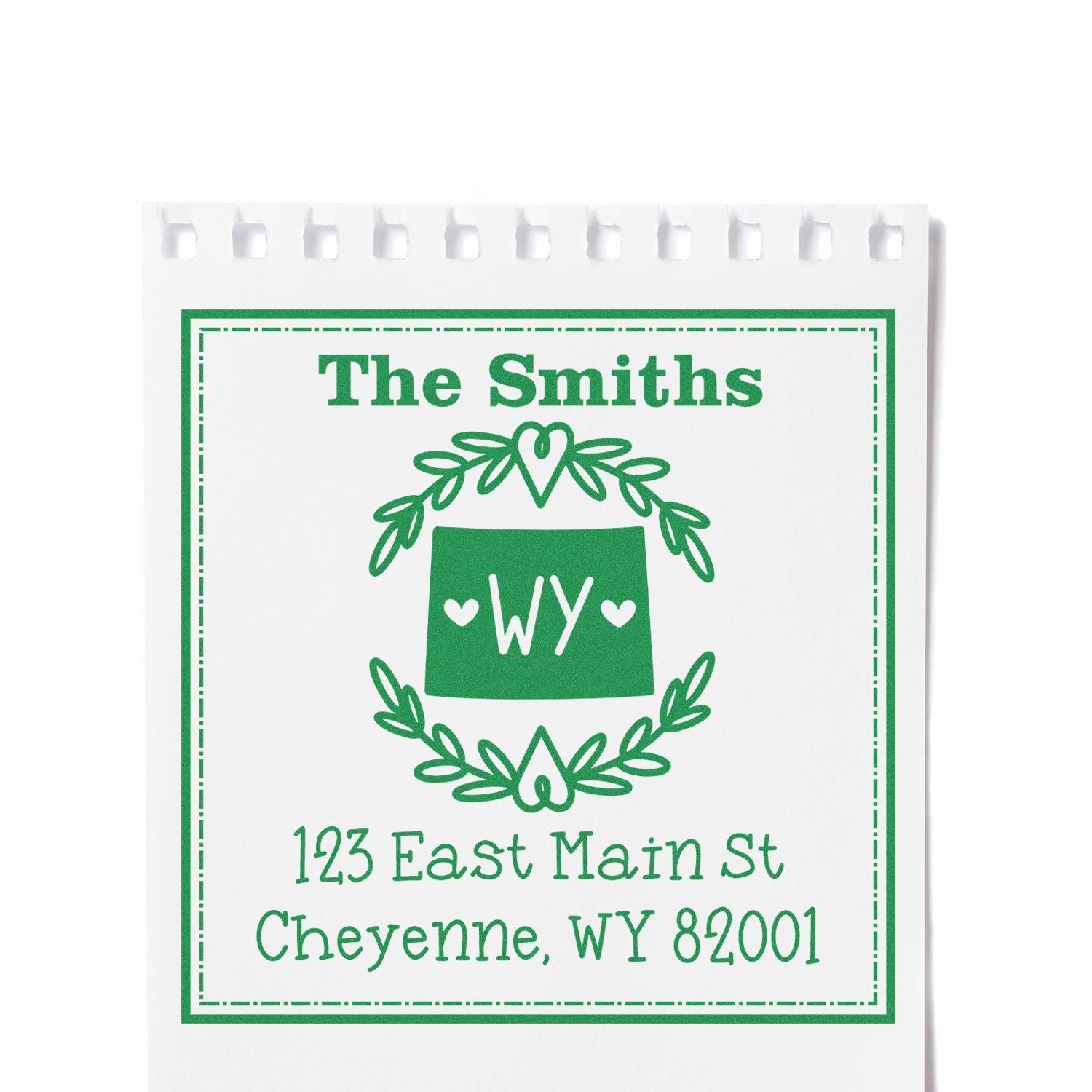 Self-Inking Wyoming State Wreath Personalized Home Address Stamp