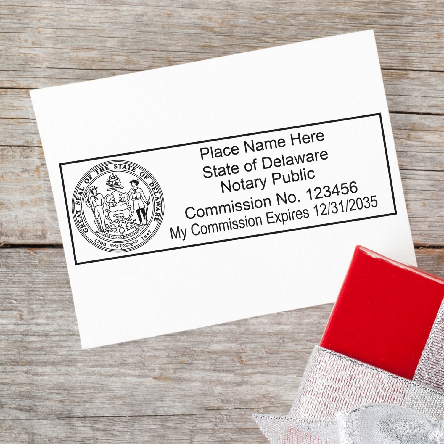 Rectangular Self Inking Delaware Notary Stamp and Hybrid Seal Embosser Kit - Engineer Seal Stamps