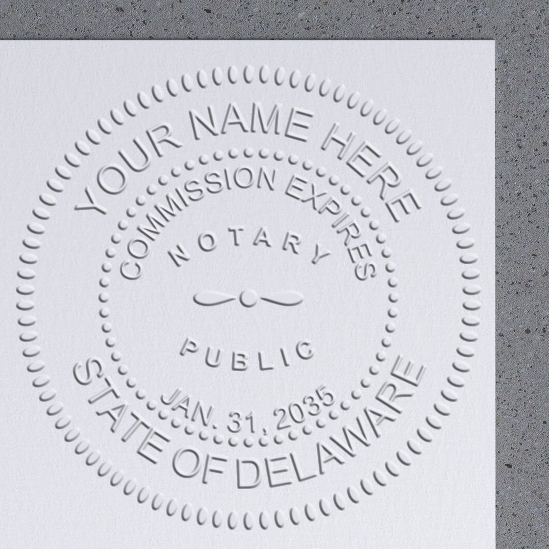 Rectangular Self Inking Delaware Notary Stamp and Hybrid Seal Embosser Kit - Engineer Seal Stamps