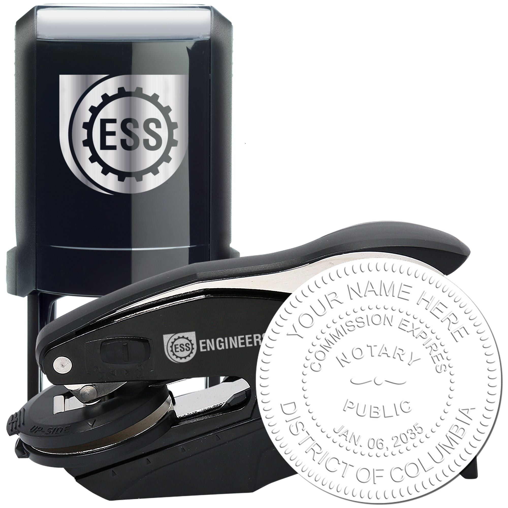 DC Notary Stamp and Seal, Hybrid Seal with Round Self-Inking Notary Stamp
