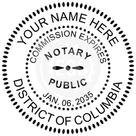 District Of Columbia Round Notary Stamp Imprint Example