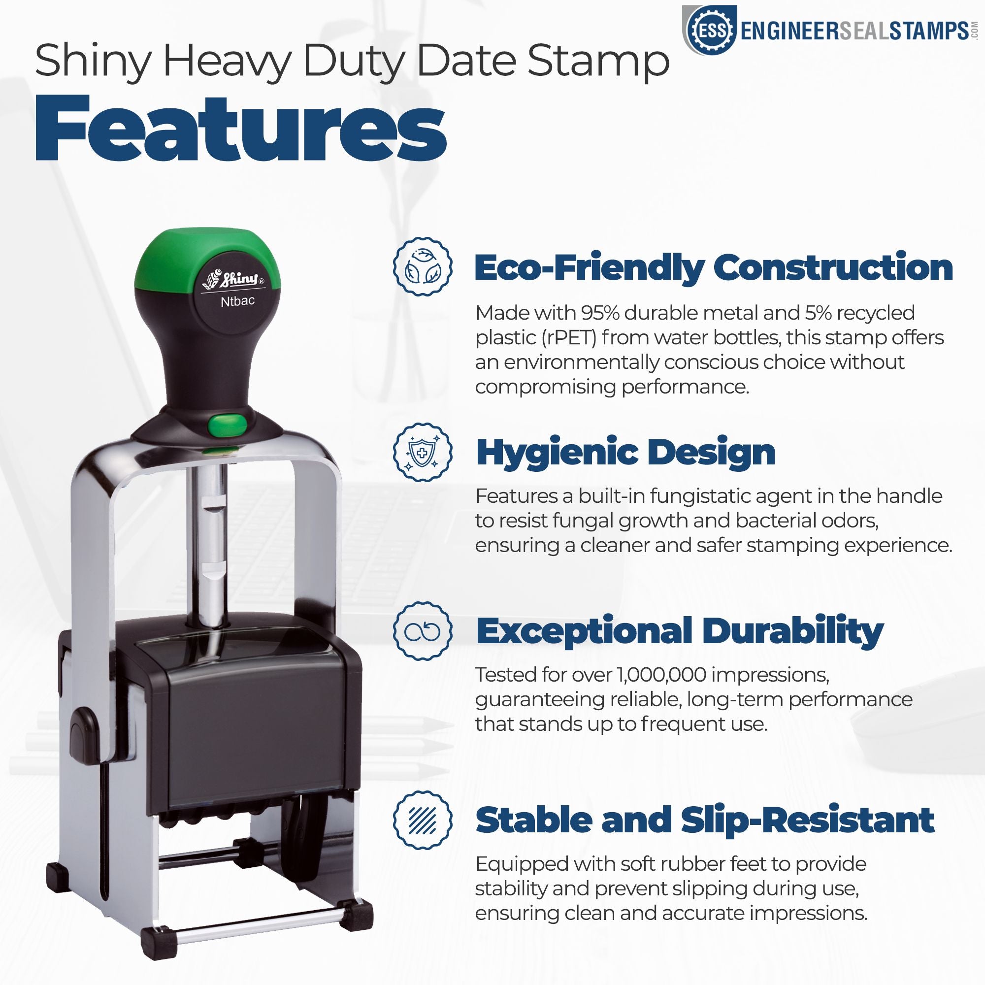 Shiny Heavy Duty Date Stamp 1-5/16 x 2-3/16