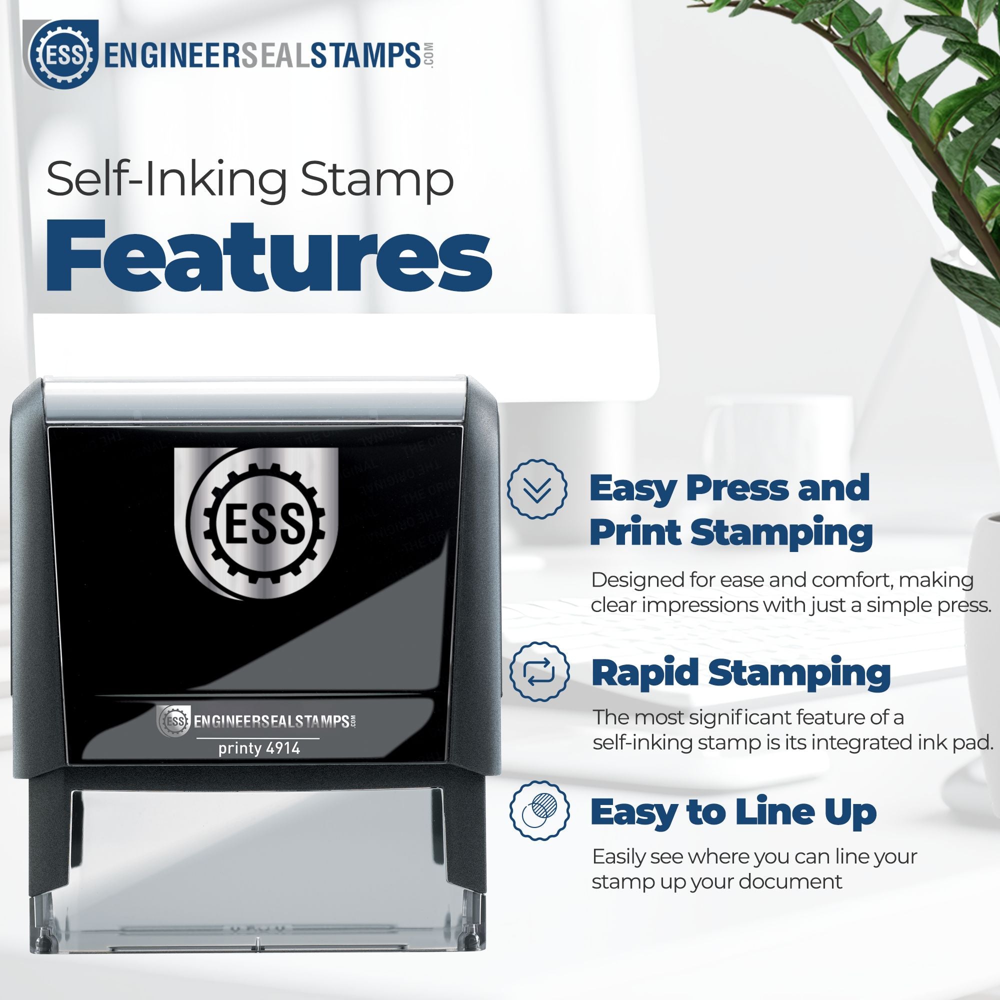 Rectangular Self Inking Ohio Notary Stamp and Hybrid Seal Embosser Kit