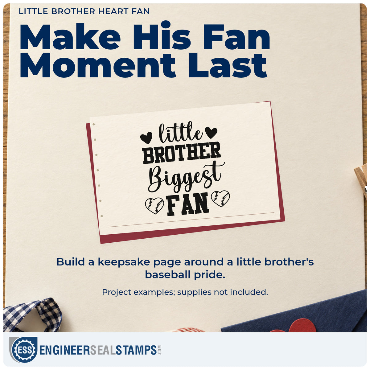 A finished handmade project stamped with the Little Brother Biggest Fan Stamp – Self-Inking, ideal for kid fan tees.