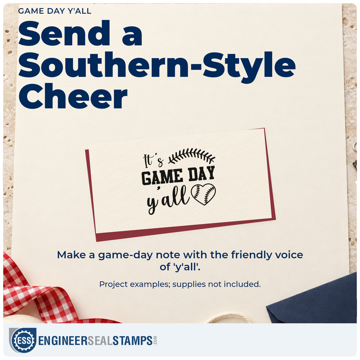 A finished handmade project stamped with the Game Day Y'all Pre-Inked Stamp – PSI, ideal for front porch signs.