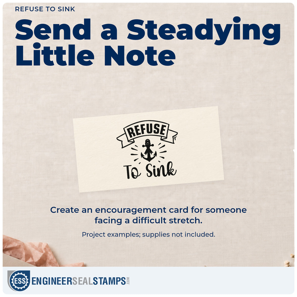 A finished handmade project stamped with the Refuse To Sink Anchor Slim Pre-Inked Stamp, ideal for recovery milestone notes.