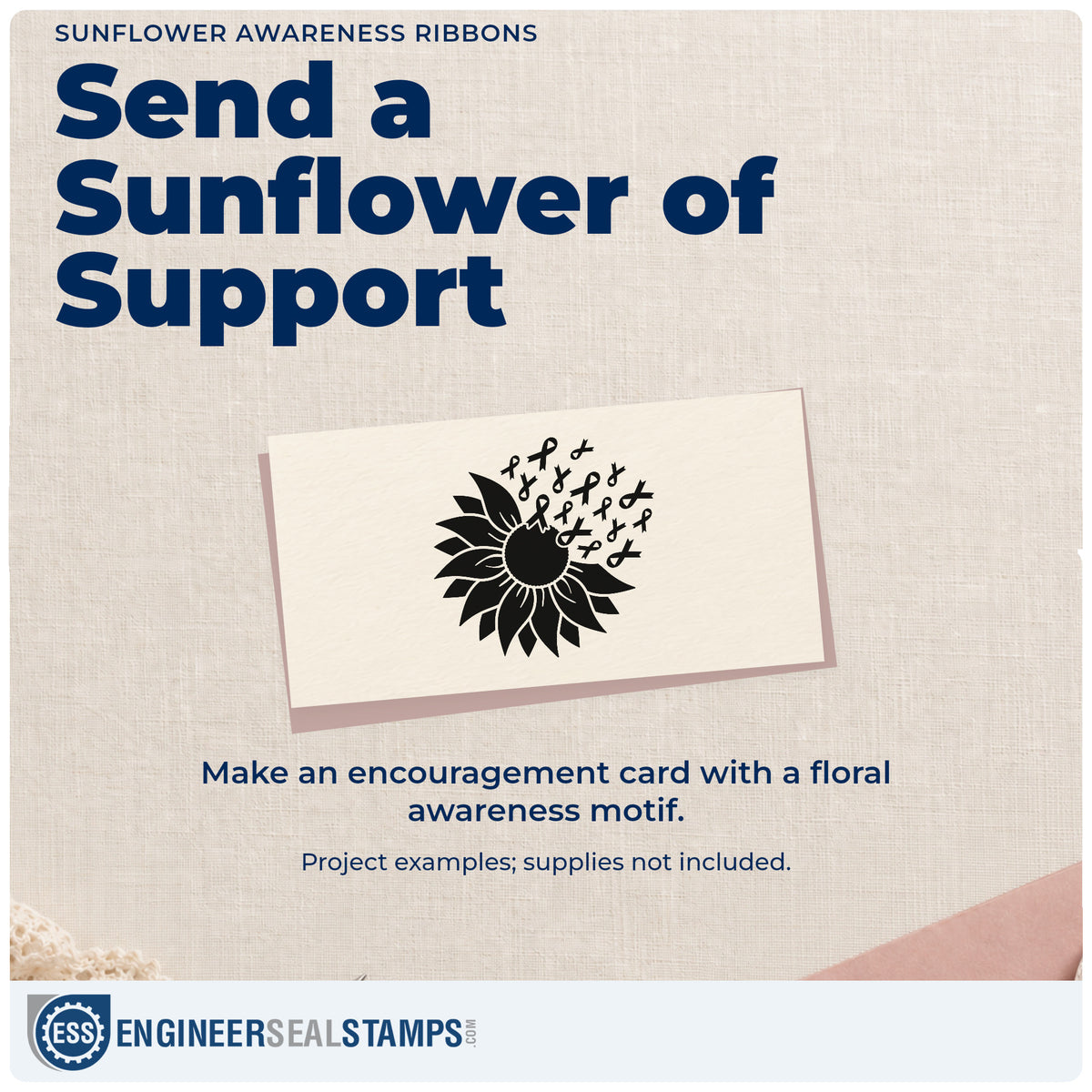 A finished handmade project stamped with the Awareness Ribbons From A Sunflower Stamp – Self-Inking, ideal for awareness walk signs.