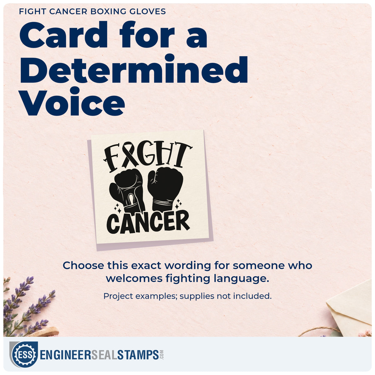 A finished handmade project stamped with the Fight Cancer Boxing Gloves Awareness Ribbon Compact Pre-Inked Stamp – Slim, ideal for corner team shirts.