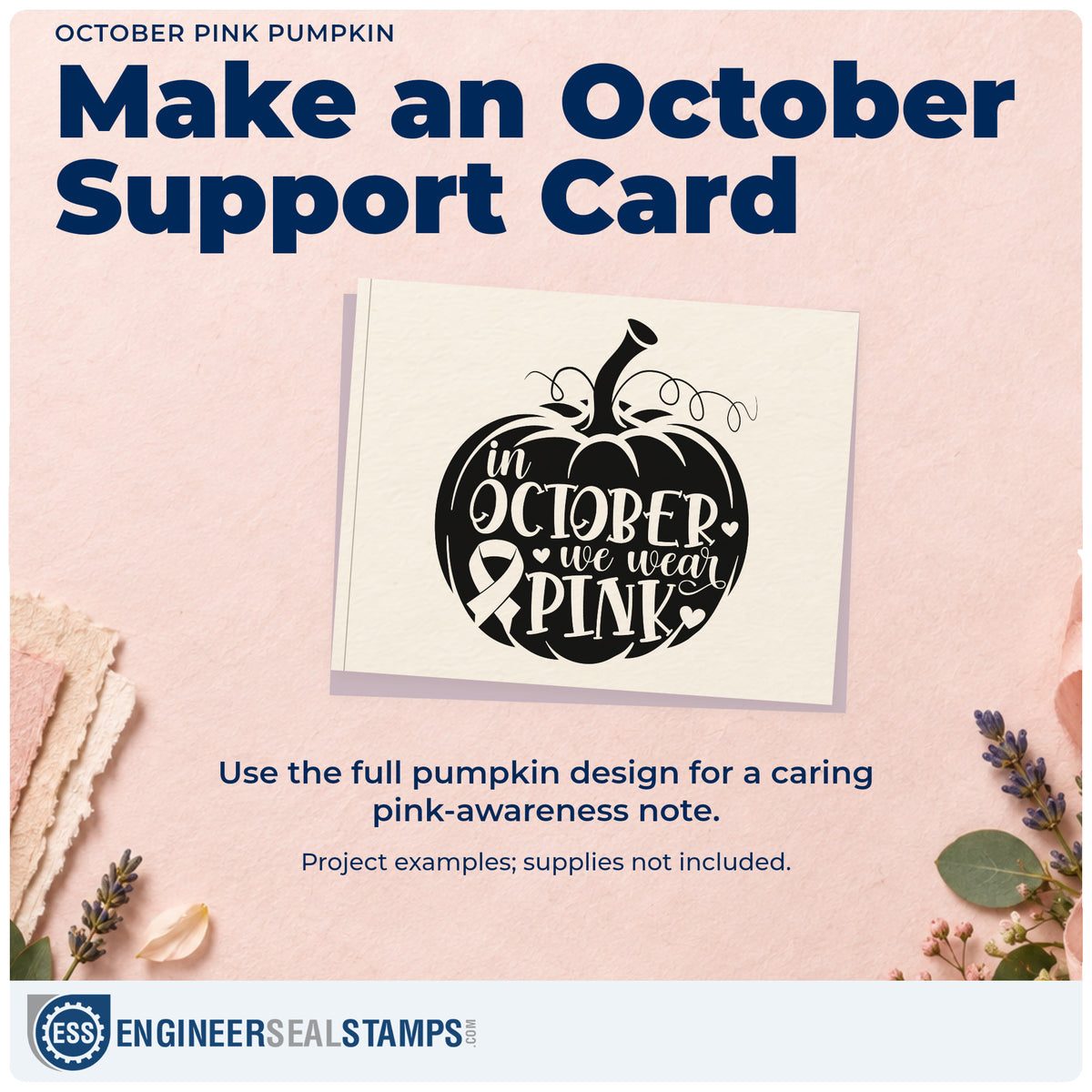A finished handmade project stamped with the October Pink Pumpkin Premium Wood-Mounted Stamp - Vintage Pro, ideal for pumpkin patch signs.