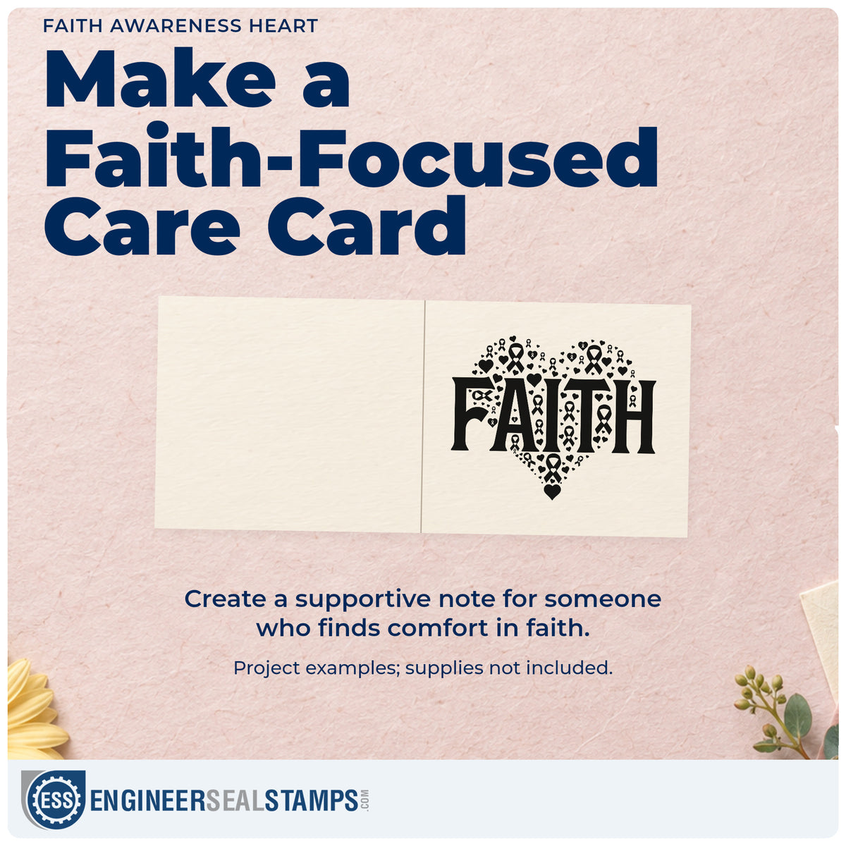 A finished handmade project stamped with the Faith Awareness Heart Hand Stamp – Duo, ideal for church awareness sunday.
