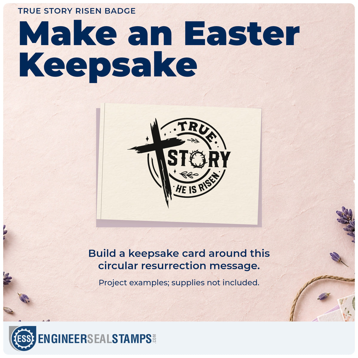 A finished handmade project stamped with the True Story Risen Badge Stamp – Wood Handle, ideal for paper egg crafts.