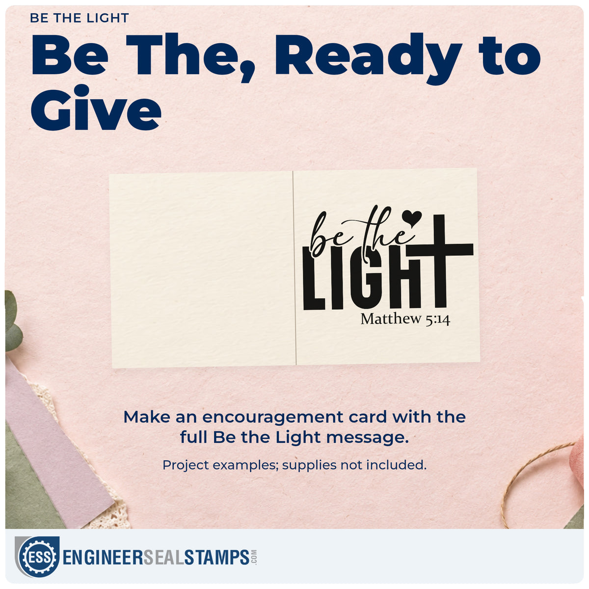 A finished handmade project stamped with the Be The Light With Cross Stamp – Duo Hand, ideal for baptism keepsakes.