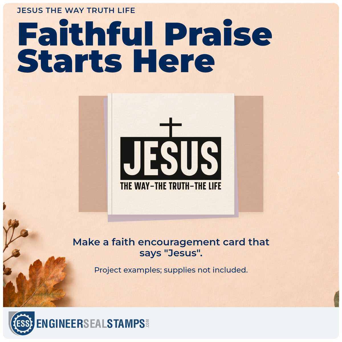 A finished handmade project stamped with the Jesus The Way Truth Life With Cross Slim Pre-Inked Stamp, ideal for confirmation gifts.