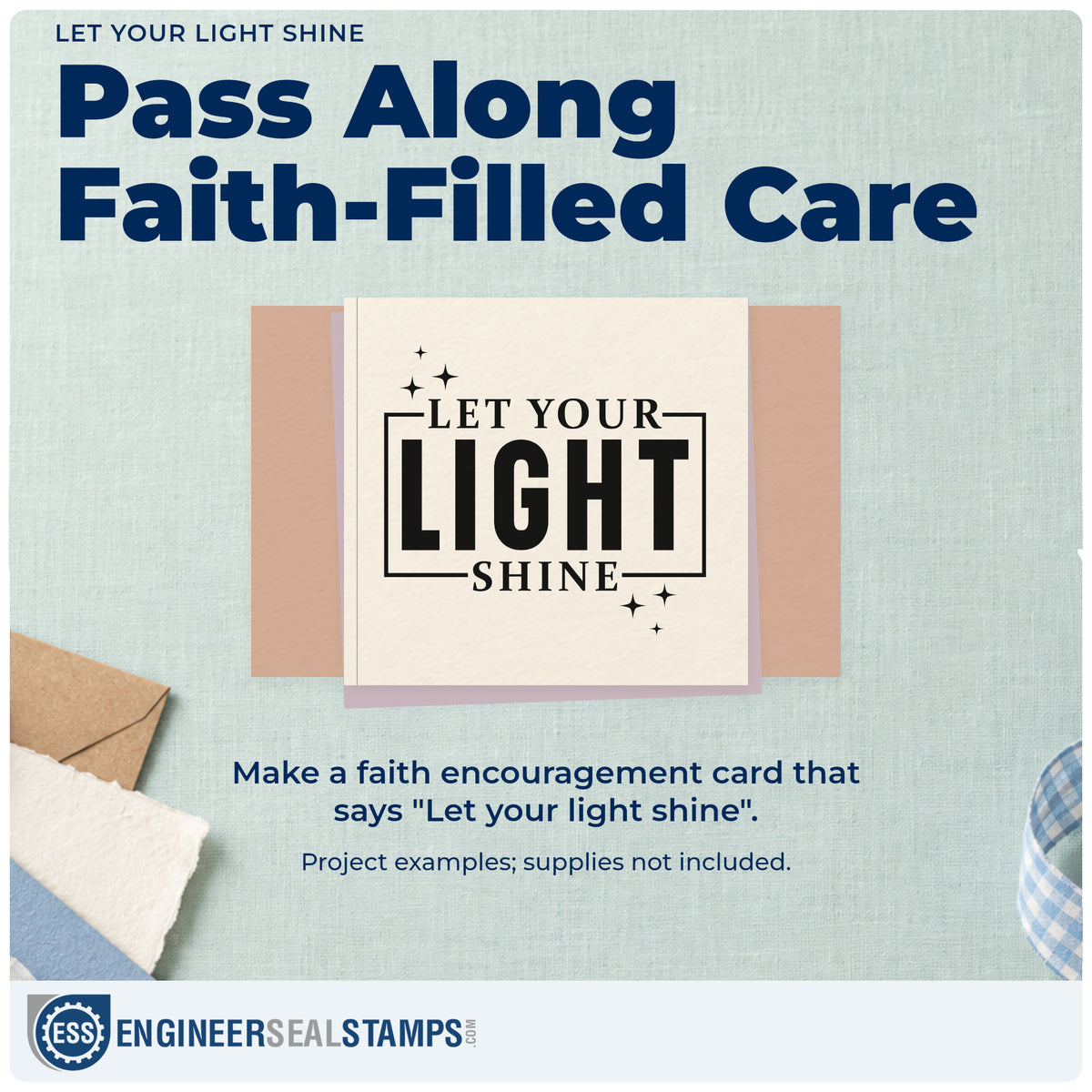 A finished handmade project stamped with the Let Your Light Shine Pre-Inked Stamp – Slim, ideal for bible school signs.