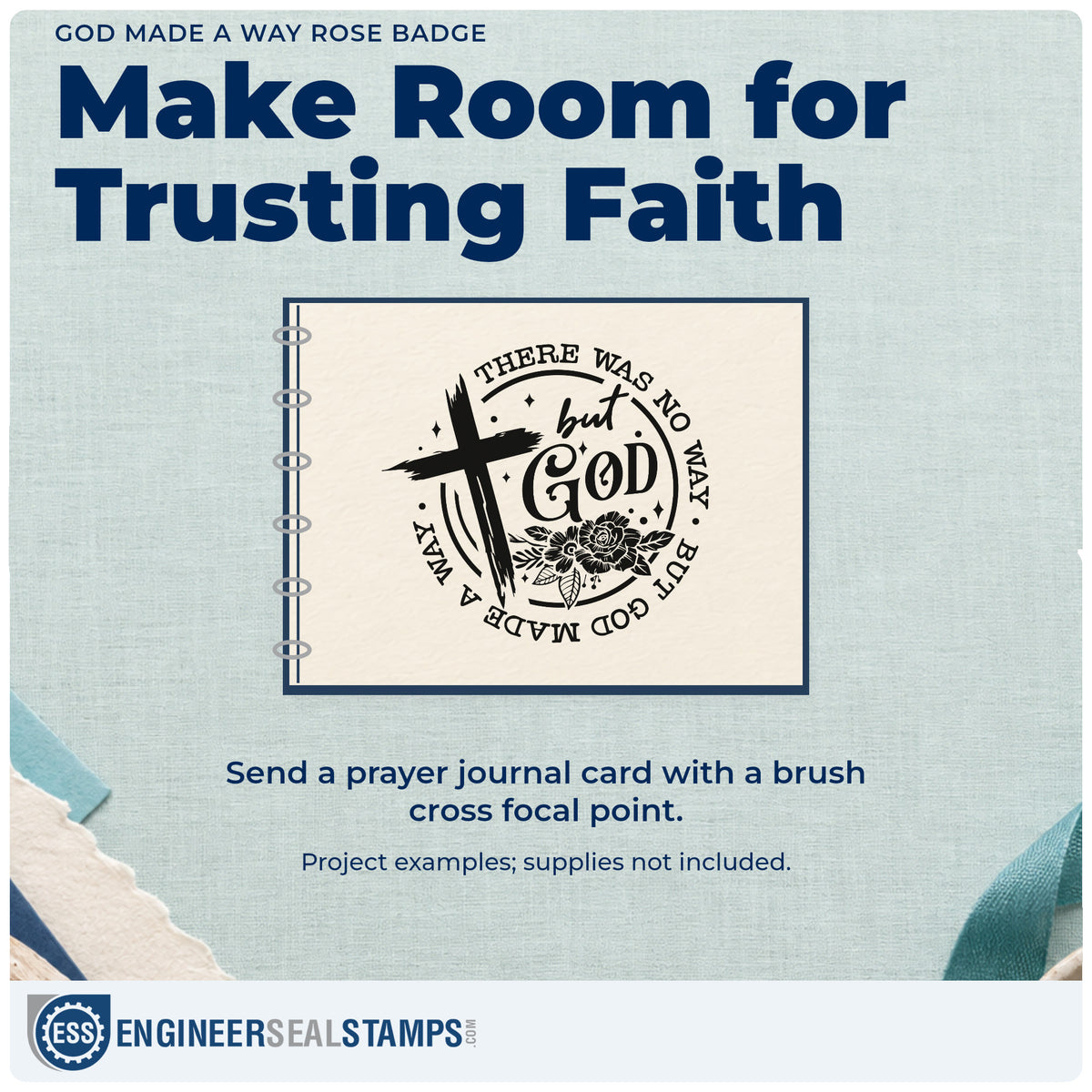 A finished handmade project stamped with the God Made A Way Rose Emblem Stamp – Wood Handle, ideal for mother's day cards.