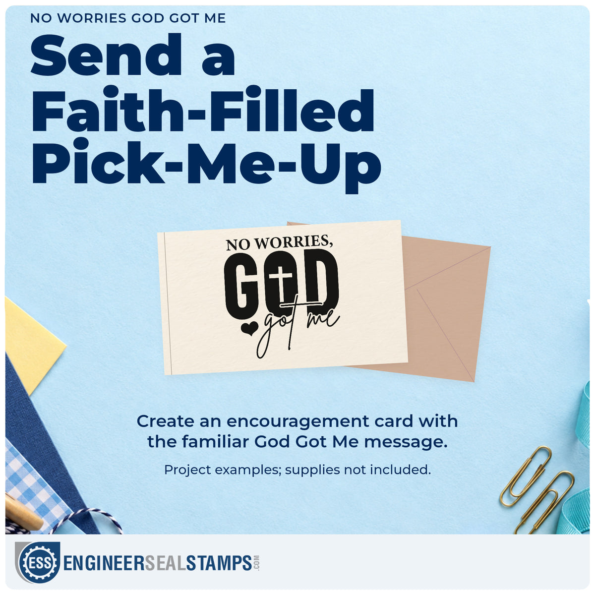 A finished handmade project stamped with the No Worries God Got Me Stamp – Self-Inking, ideal for kids' lunch notes.