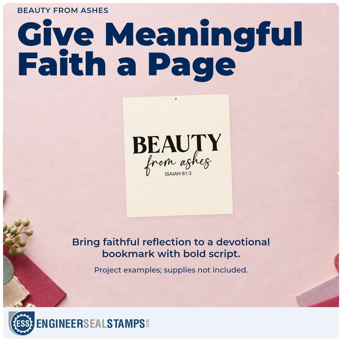 A finished handmade project stamped with the Beauty From Ashes Hand Stamp – Duo, ideal for recovery milestones.