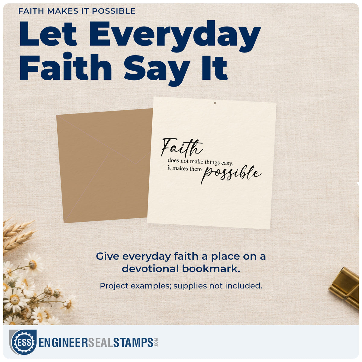 A finished handmade project stamped with the Vintage Pro Faith Makes Things Possible Script Premium Wooden Stamp, ideal for rehab milestone notes.