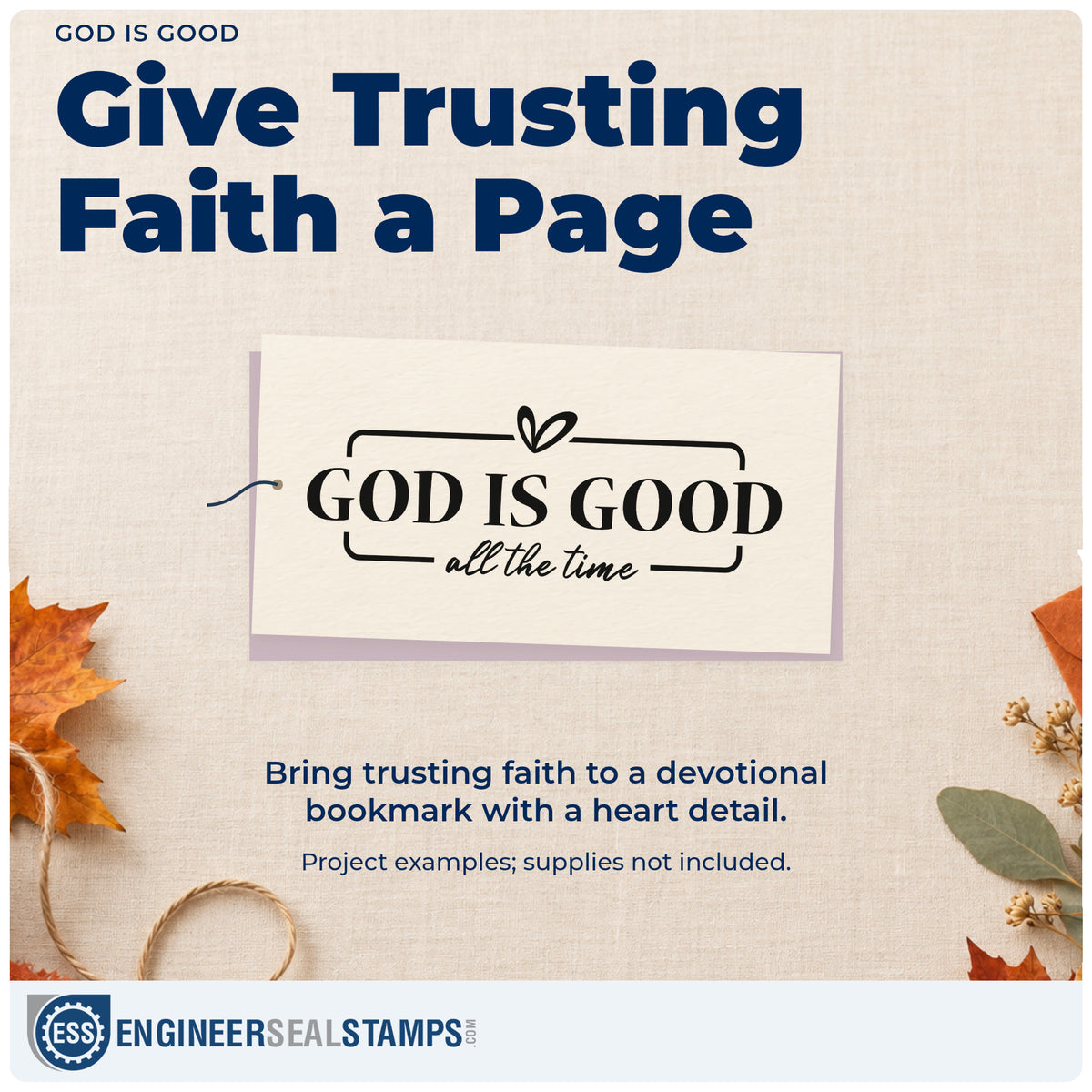 A finished handmade project stamped with the God Is Good With Hearts Self-Inking Craft Stamp, ideal for visitor welcomes.