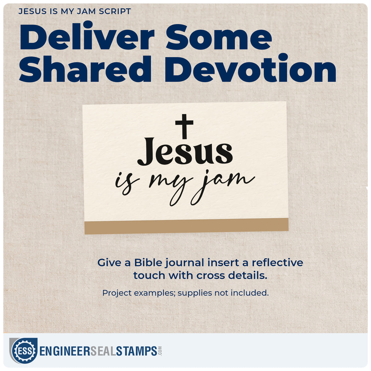 A finished handmade project stamped with the Jesus Is My Jam Script Lettering Rubber Stamp – Duo Hand, ideal for praise band gifts.