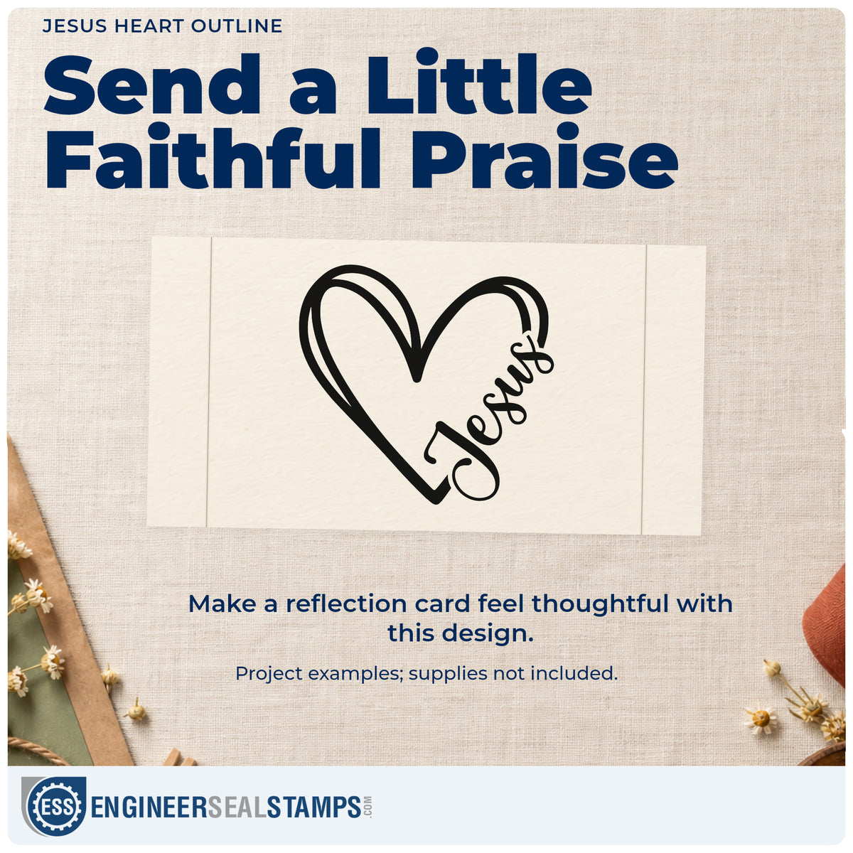 A finished handmade project stamped with the Jesus Heart Outline Stamp – Self-Inking, ideal for valentine exchange.