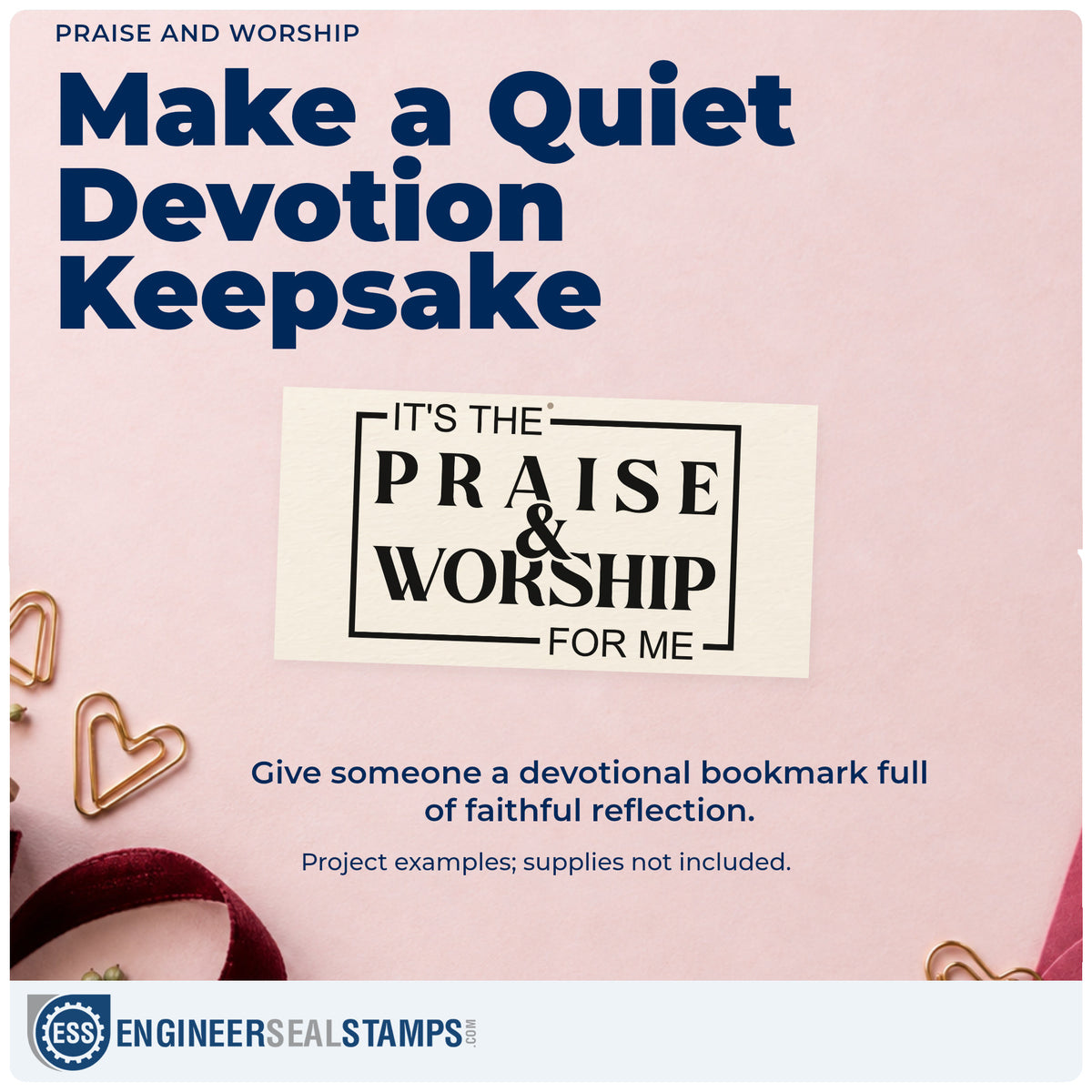A finished handmade project stamped with the Praise And Worship Self-Inking Stamp, ideal for worship team gifts.