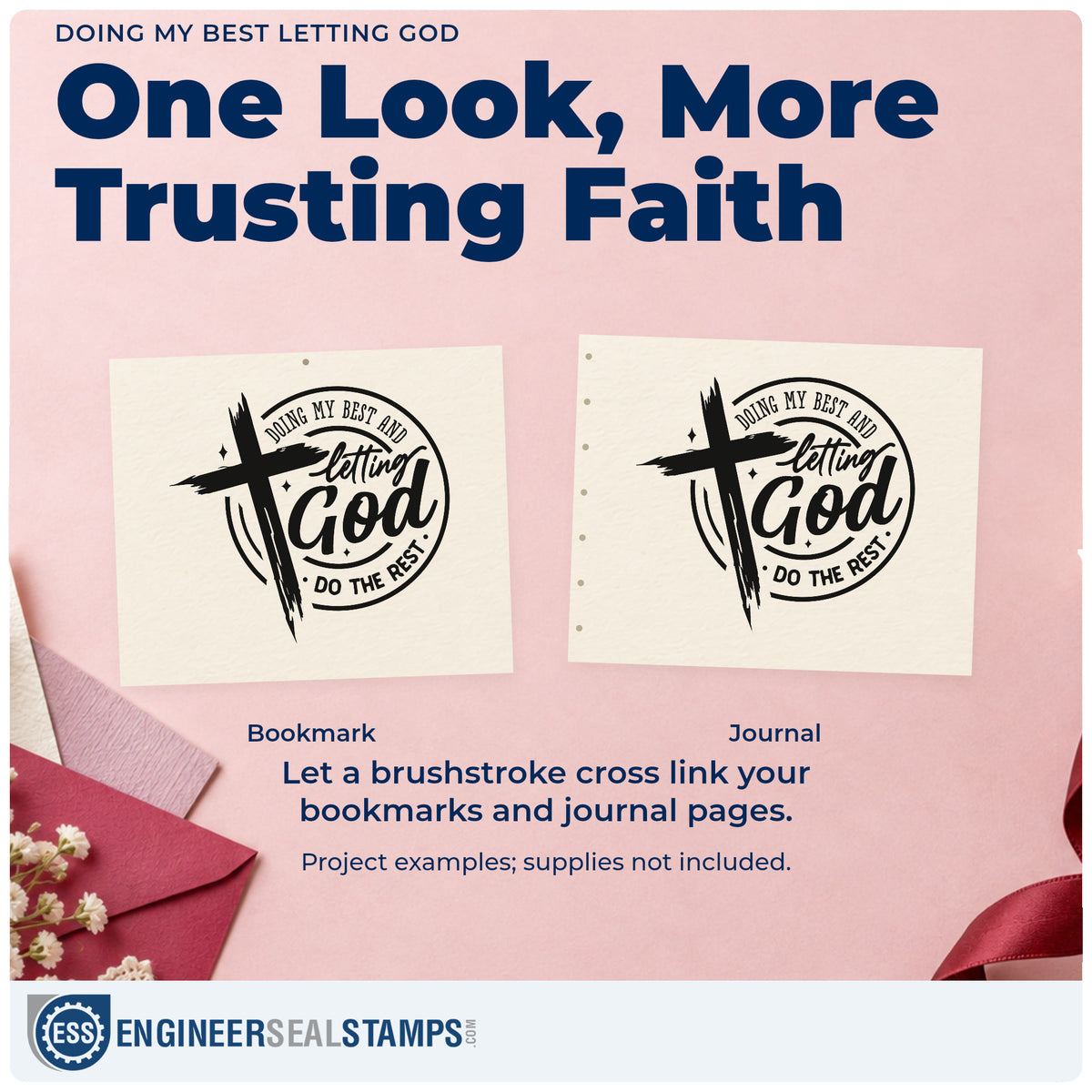 Three project examples made with the Doing My Best Letting God Rubber Stamp – Duo Hand, including hectic season pages.