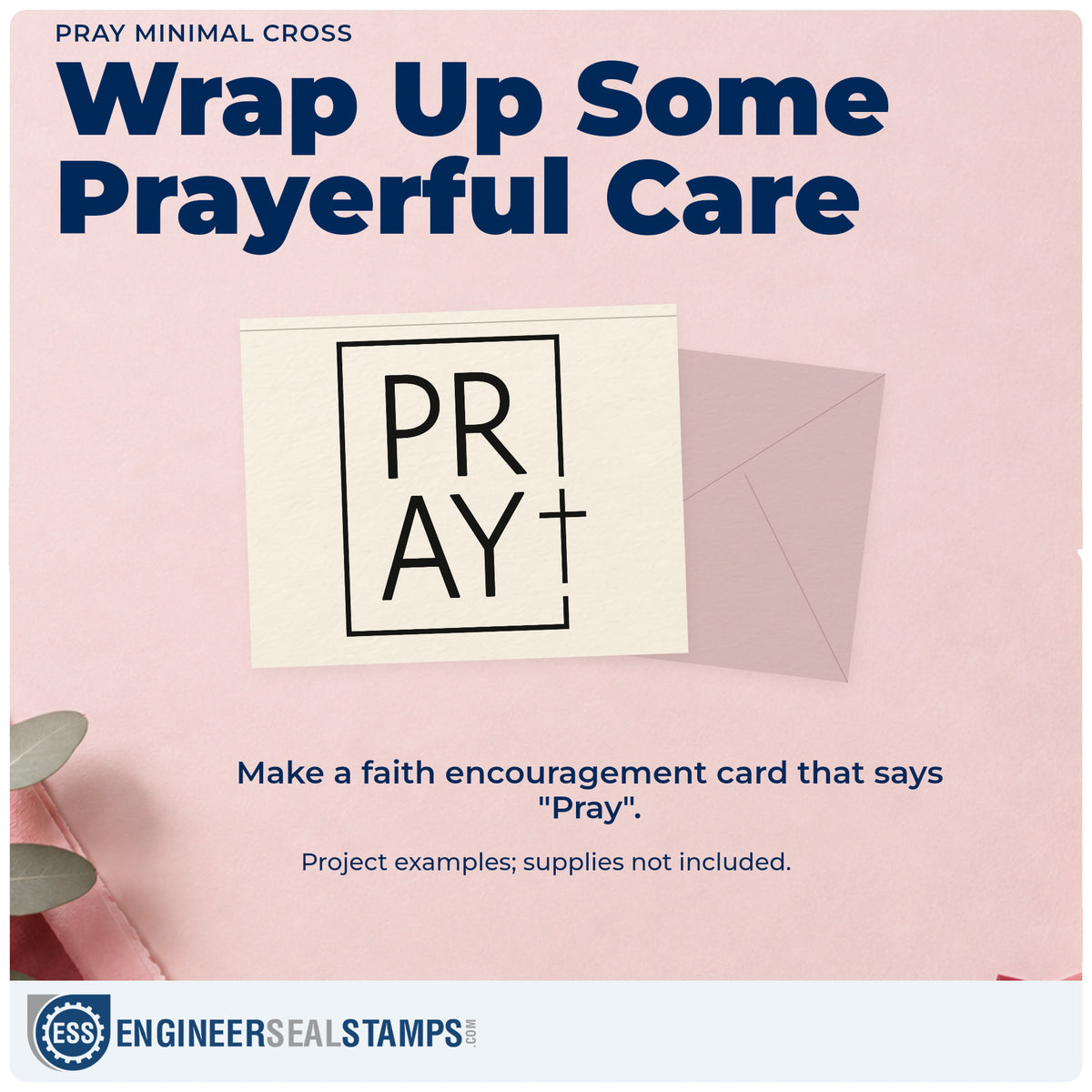 A finished handmade project stamped with the Pray Minimal Cross Rubber Stamp – Duo Hand, ideal for bookmark crafts.