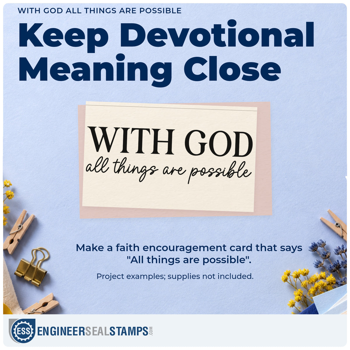 A finished handmade project stamped with the Premium Wooden With God All Things Are Possible Serif Lettering Stamp - Vintage Pro, ideal for new business gifts.