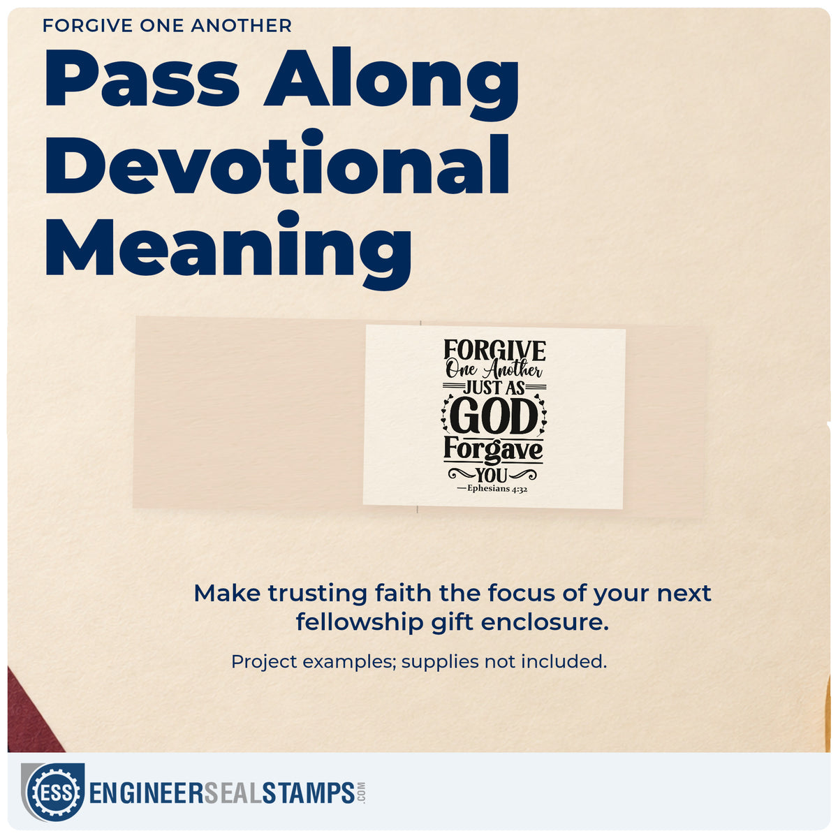 A finished handmade project stamped with the Self-Inking Forgive One Another Stamp, ideal for reconciliation notes.
