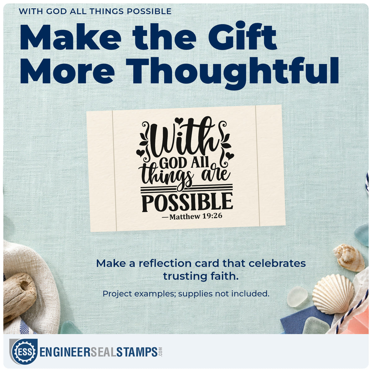 A finished handmade project stamped with the With God All Things Are Possible Compact Pre-Inked Stamp – Slim, ideal for grad school gifts.