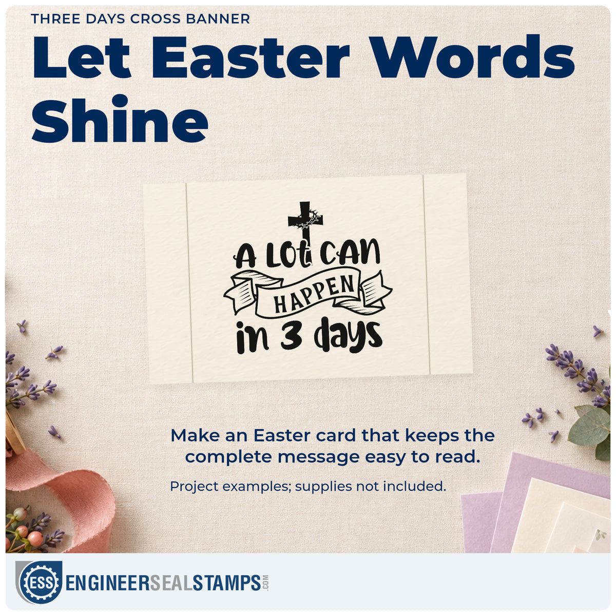 A finished handmade project stamped with the Three Days Cross Banner Hand Stamp – Duo, ideal for holy week programs.