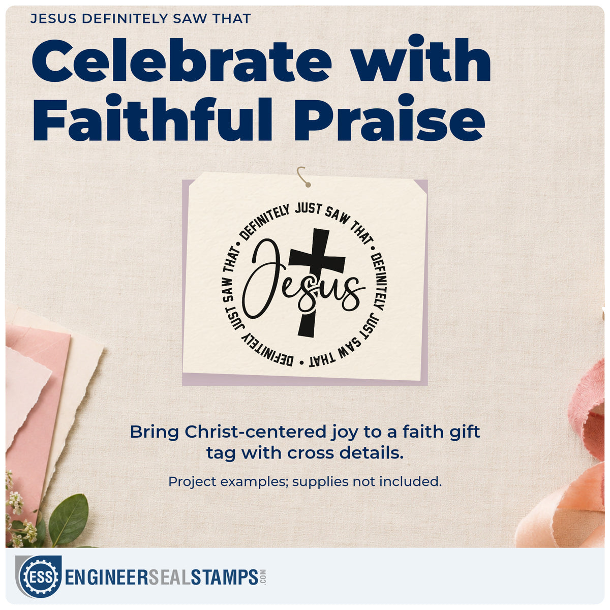 A finished handmade project stamped with the Jesus Definitely Saw That Stamp – Self-Inking, ideal for teen humor gifts.
