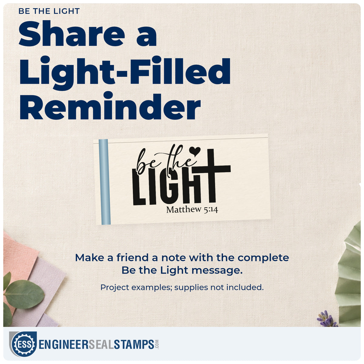 A finished handmade project stamped with the Be The Light Premium Wood-Mounted Stamp - Vintage Pro, ideal for candle favor tags.