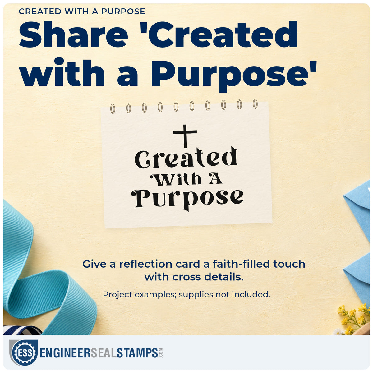 A finished handmade project stamped with the Created With A Purpose With Cross Stamp – PSI Pre-Inked, ideal for birthday cards.