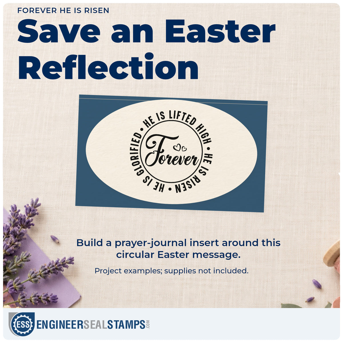 A finished handmade project stamped with the Forever He Is Risen Wood-Mounted Rubber Stamp, ideal for choir easter gifts.