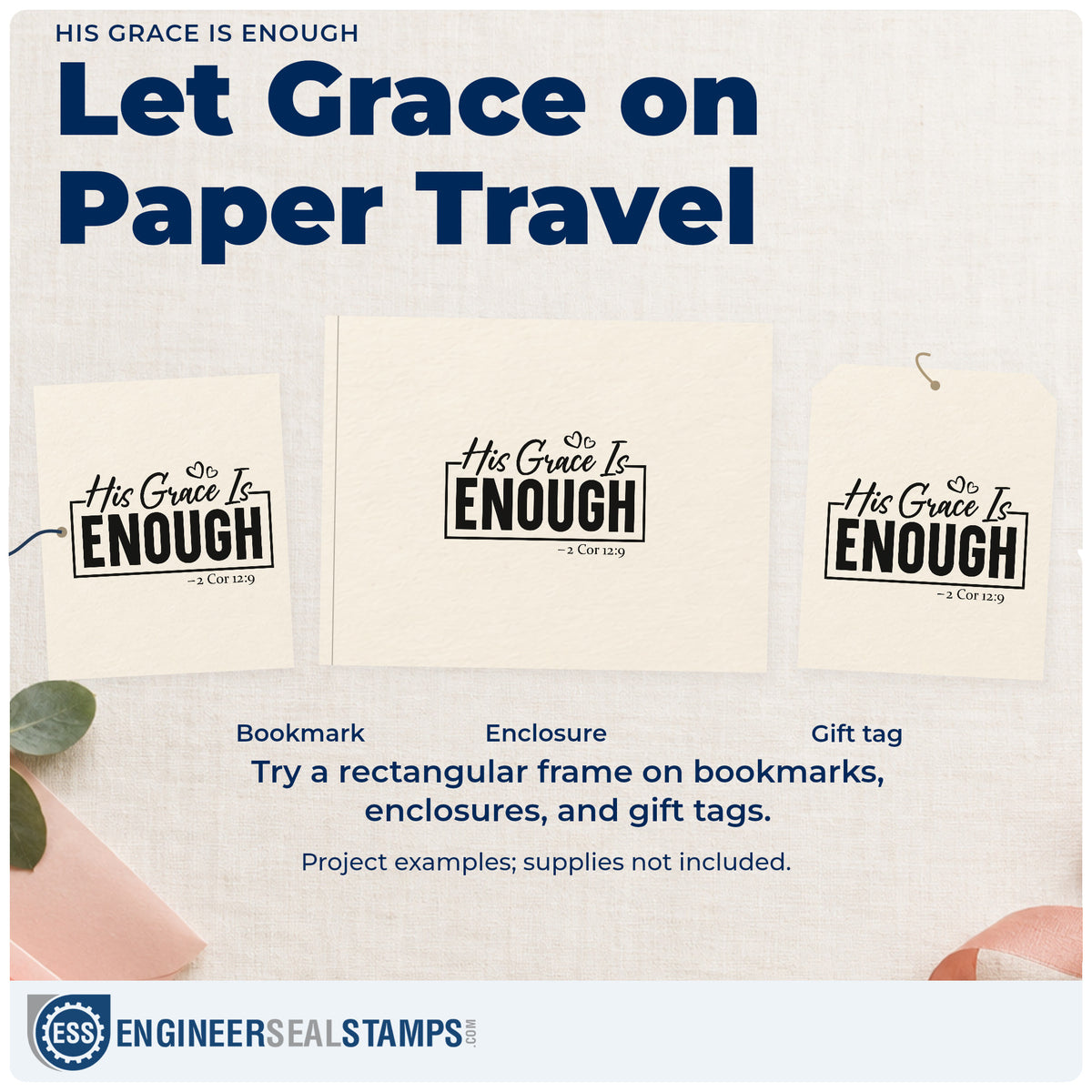 Three project examples made with the His Grace Is Enough Hand Stamp – Duo, including weak day journals.