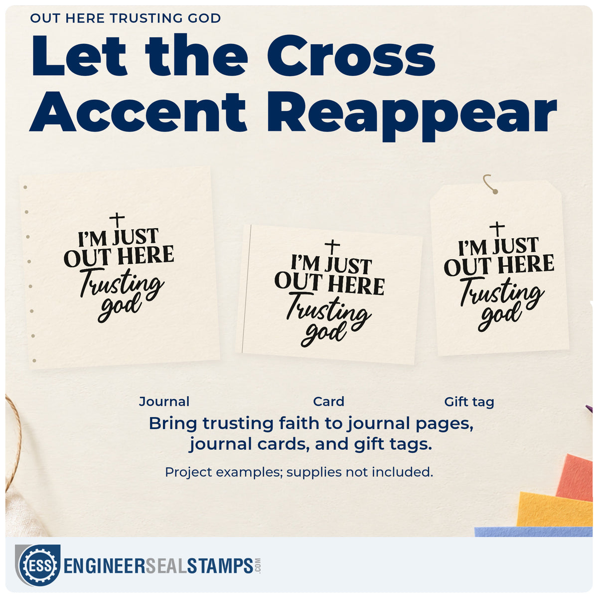 Three project examples made with the Out Here Trusting God Pre-Inked Stamp – PSI, including limbo season pages.