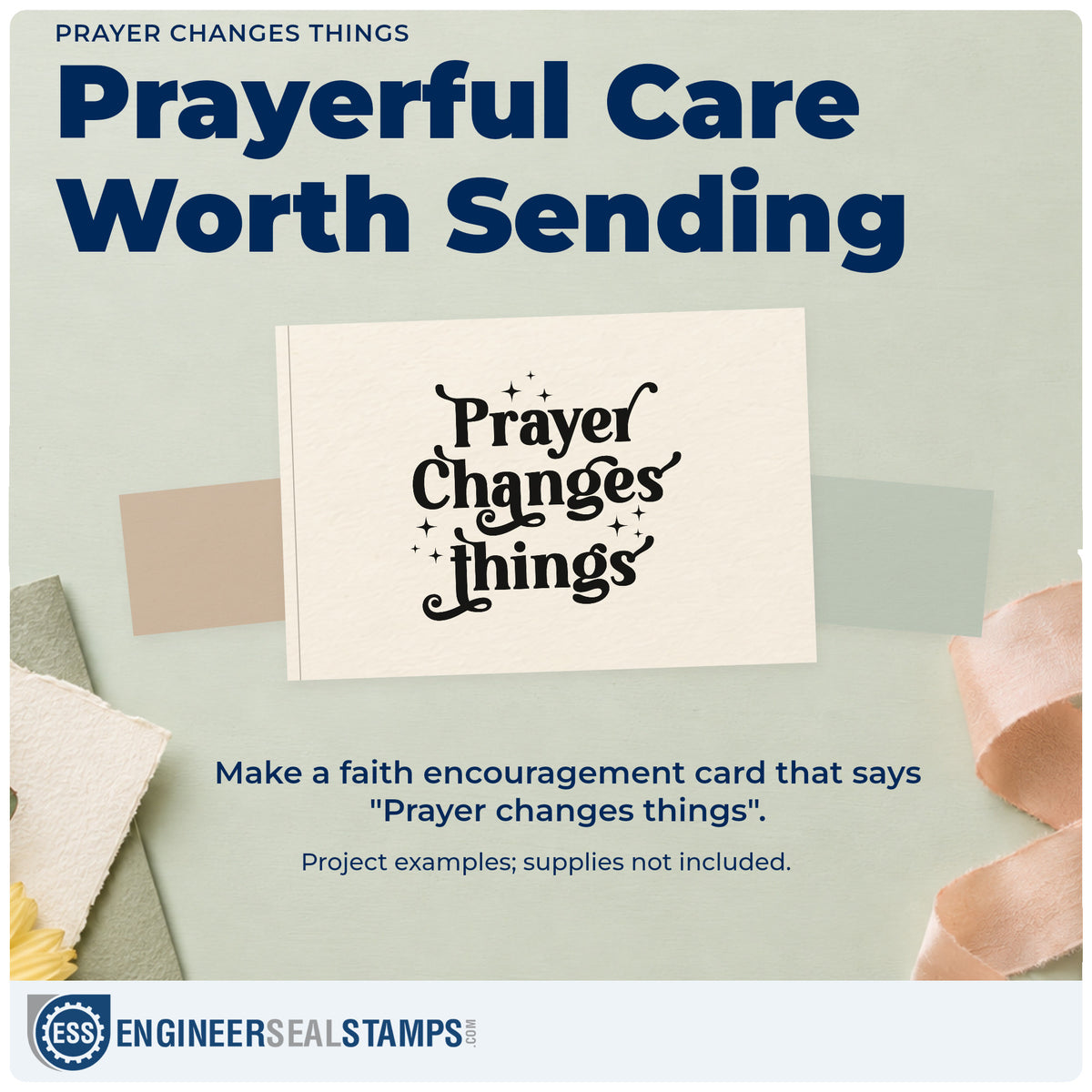 A finished handmade project stamped with the Prayer Changes Things Stamp – Self-Inking, ideal for chain request notes.