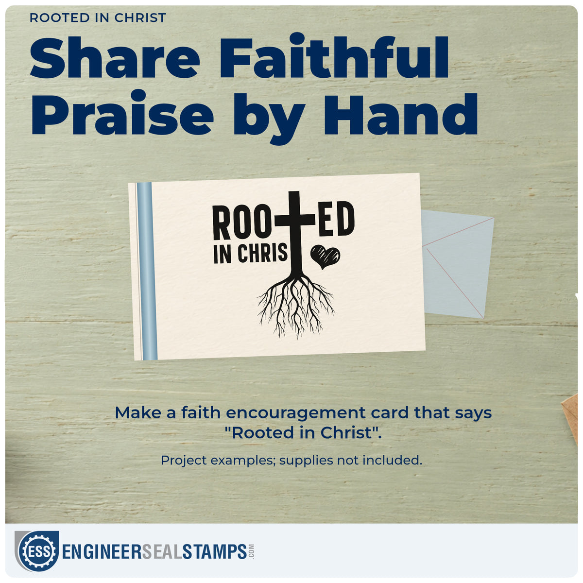 A finished handmade project stamped with the Rooted In Christ Rubber Stamp – Duo Hand, ideal for garden club gifts.