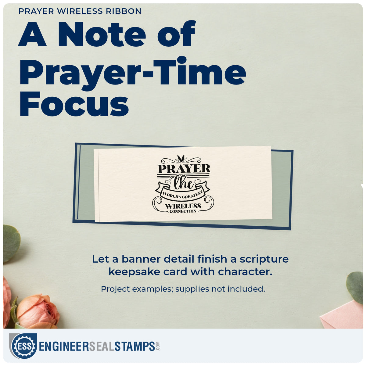 A finished handmade project stamped with the Prayer Wireless Ribbon Stamp – Slim Pre-Inked, ideal for it department gifts.